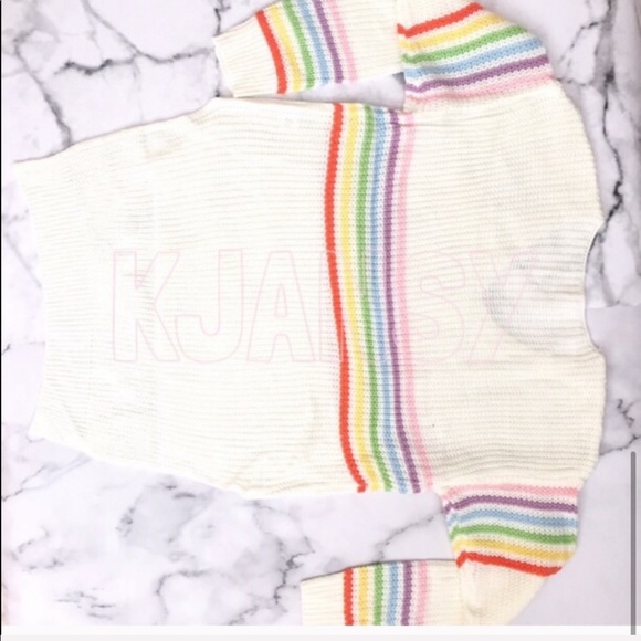 Bohemian Pastel Rainbow Stripe Sweater Top - Picture 7 of 8